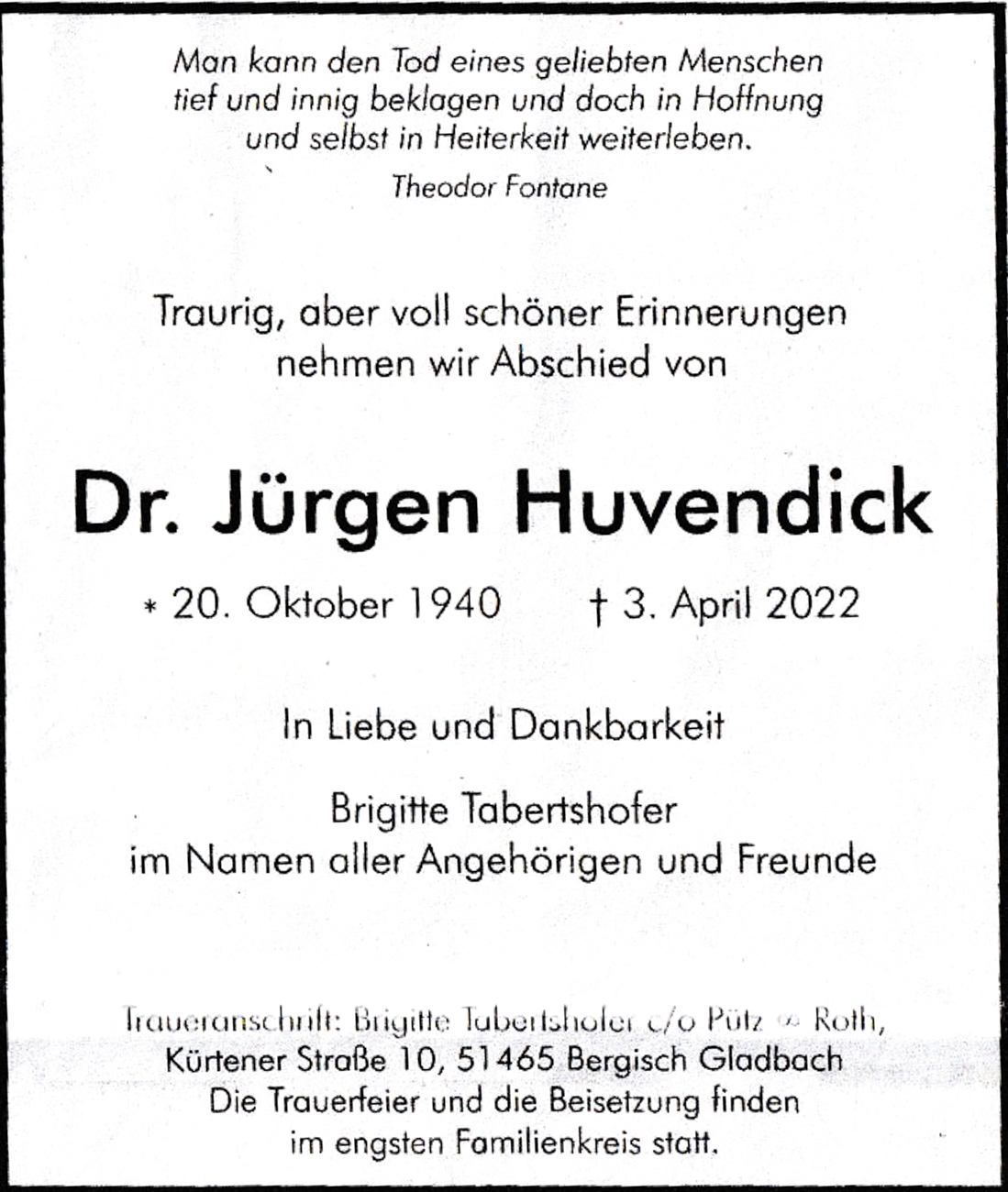 Vorstandsmitglied Dr. Jürgen Huvendick verstorben Centralbodenkredit